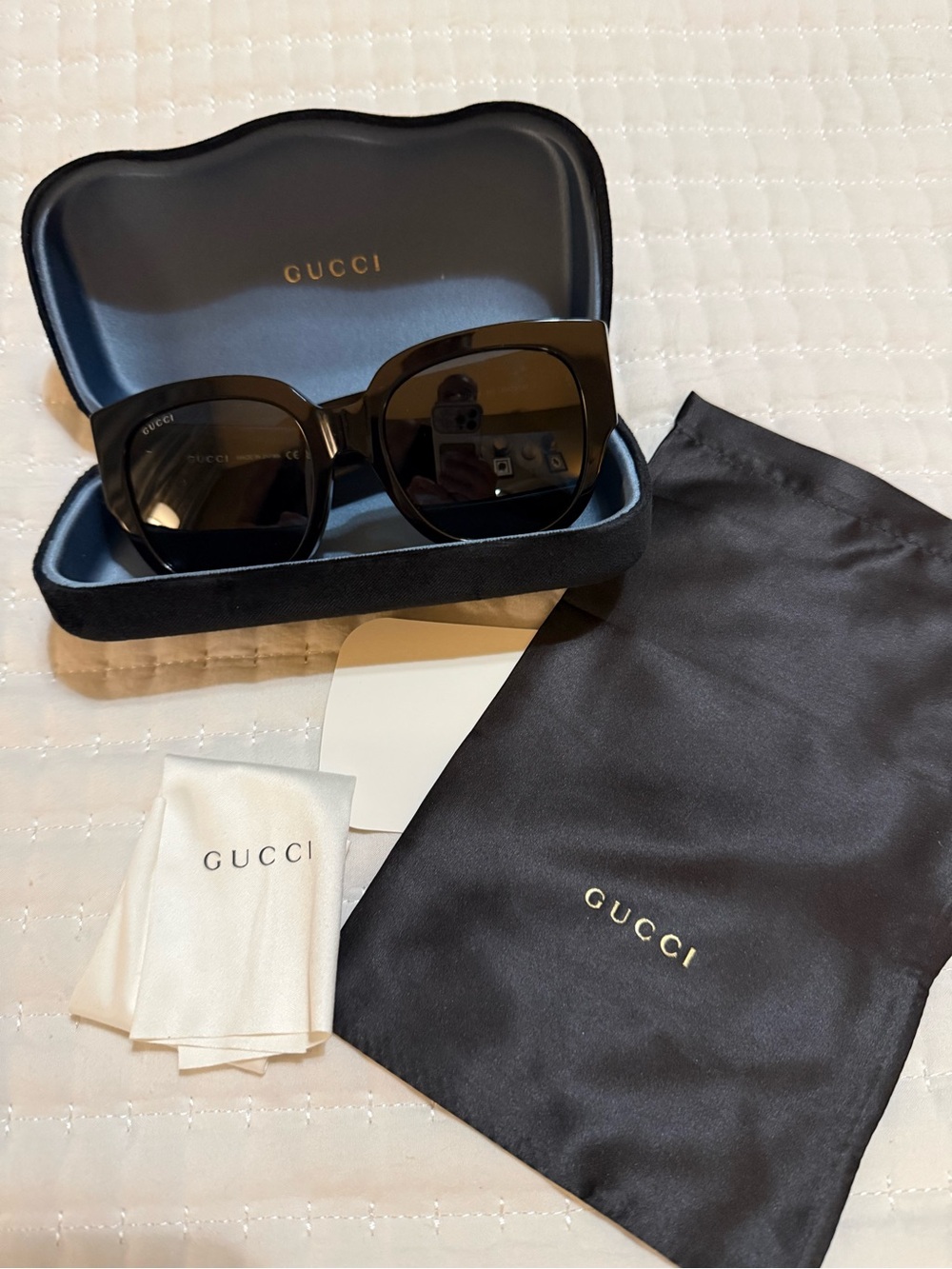 Gucci Black Women's Oversized Square Sunglasses NWOT